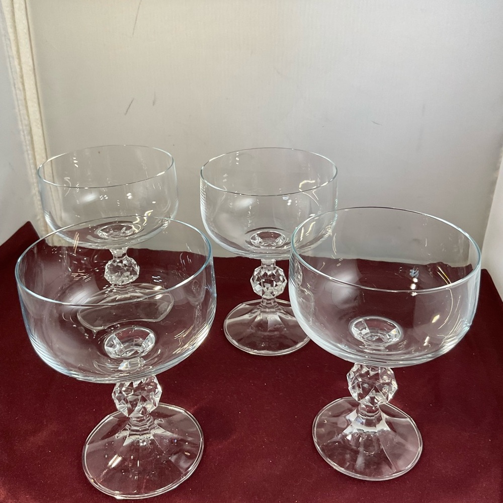 Bohemian Crystal Clear Glass Goblets Set